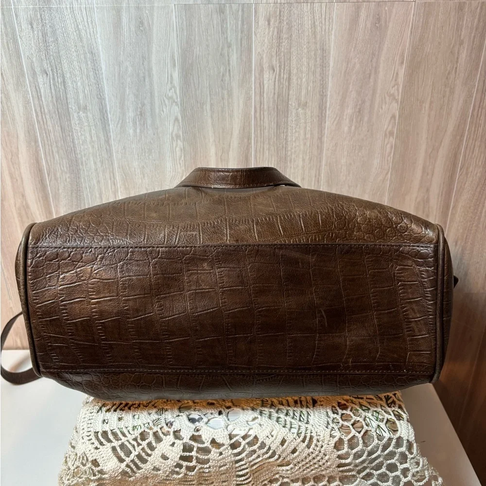 Marot New York Taylor Triple Compartment Chocolate Croco Tote Bag